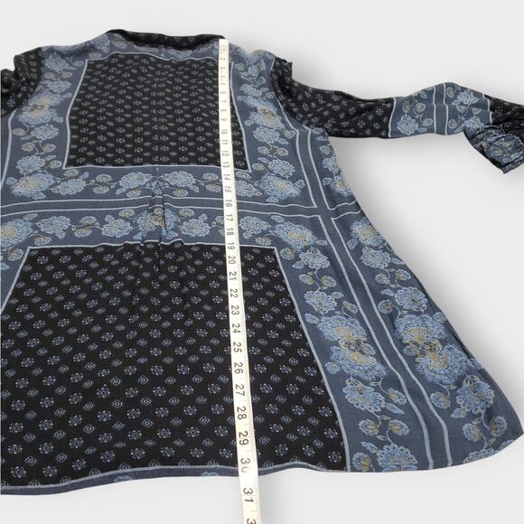 Free People Dobby Changing Times Onyx Combo Blue Tunic Top Sz Small Boho Peasant - Picture 14 of 16